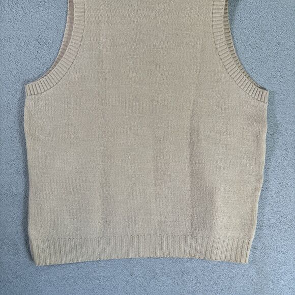Vintage Sears Kings Road Sweater Vest Cable‎ Knit Tan Size Large Acrylic - Picture 10 of 11